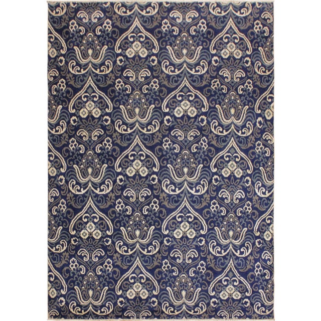 Textile 1990s Boho Chic Wool & Viscose Rug - 7′10″ × 9′11″ For Sale - Image 7 of 7