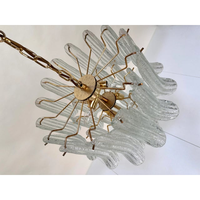 Large Murano Glass and Brass Chandelier, 1970s For Sale - Image 17 of 18