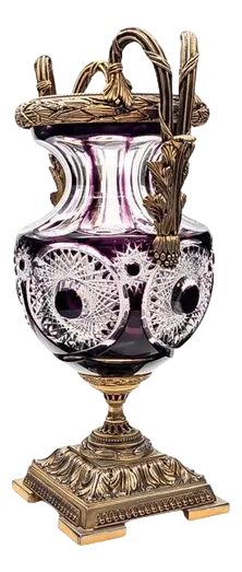 Centerpiece in Purple Crystal and Bronze by Martin Benito, Paris, France, 1950