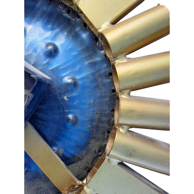 Mid-Century Modern Clock in Enameled Copper and Iron with Sunrays, 1950s For Sale - Image 3 of 8