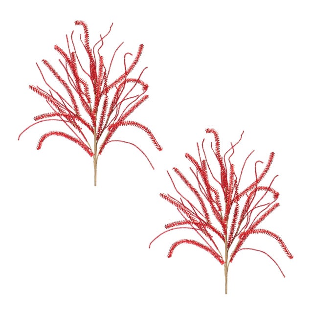 Contemporary Glittered Pine Tinsel Branch (Set of 2) For Sale - Image 3 of 3