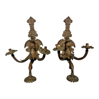 Pair of American Gilt Bronze Wall Sconces, Aesthetic Movement, Circa 1880–1890 For Sale