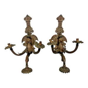 Pair of American Gilt Bronze Wall Sconces, Aesthetic Movement, Circa 1880–1890