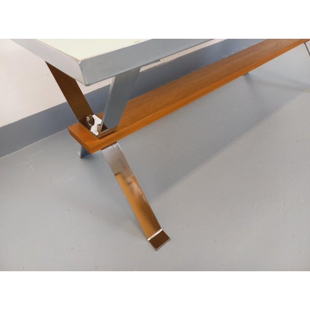 Ceramic Vintage Coffee Table in Ceramic, Chrome Metal and Wood, 1970s For Sale - Image 7 of 16