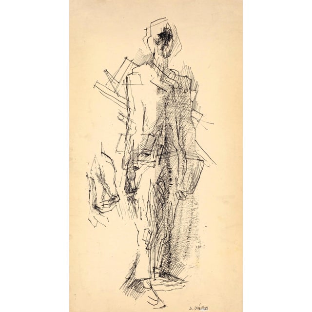 The painter is an original china ink drawing on ivory-colored paper, realized by Anonymous Artist of 20th Century. In very...