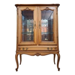 Vintage Louis XV Cherrywood Display Cabinet For Sale