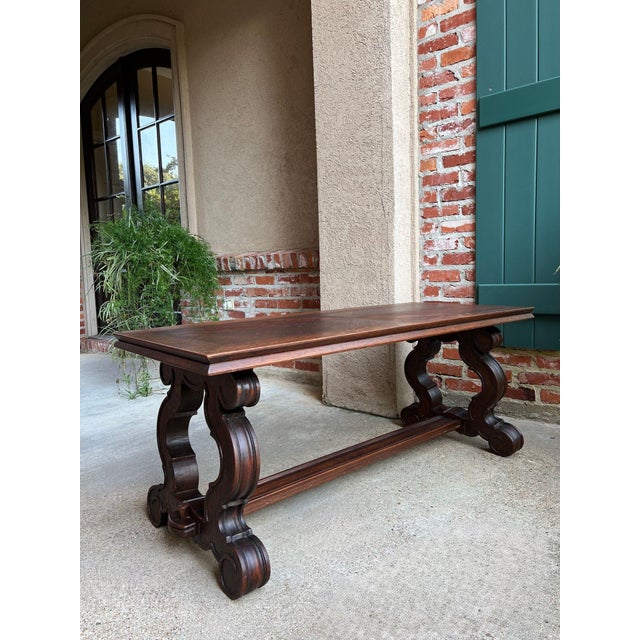 Antique French Coffee Table Carved Oak Bench Baroque Window Hall Seat C1900. For Sale - Image 13 of 18