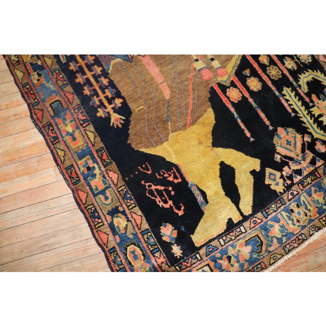 Mid 20th Century Mid 20th Century Kurdish Colonel Mohammad Tagi-Khan Persian Pictorial Rug - 4'6" x 6'6" For Sale - Image 5 of 6