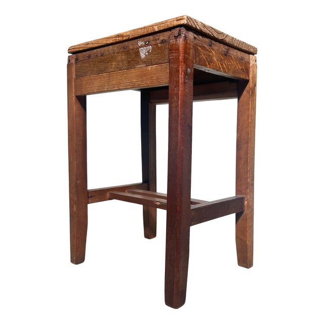Minimalist Japanese Wooden Stool, 1930s For Sale