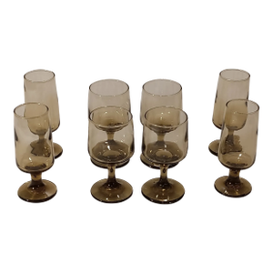 Vintage Libbey Tawny Smoke Brown Wine and Cocktail Glasses - Set of 8