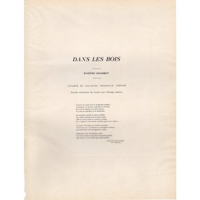 Eugène Grasset, Dans le Bois / In the Woods, 1899, Original Lithograph For Sale - Image 6 of 10