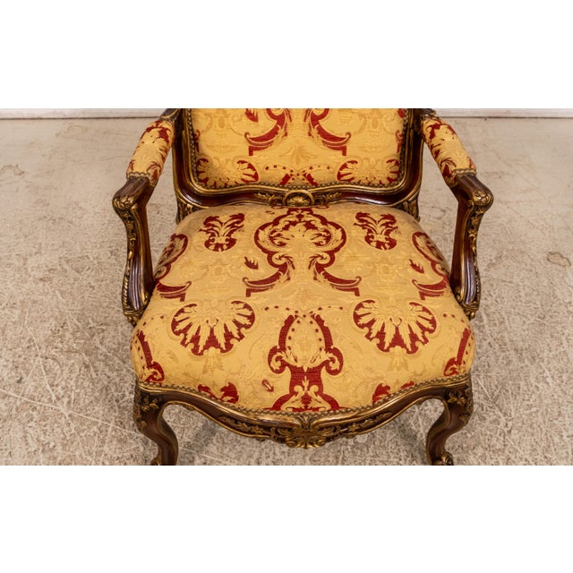Brown Pair of Southwood Louis XV Style Fauteuil Carved Armchairs For Sale - Image 8 of 18
