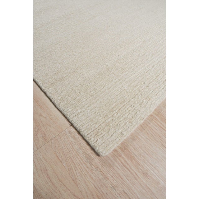 Ecru 8x10 Bespoke Delicate Ivory Open Field Contemporary Handmade Wool Carpet Rug For Sale - Image 8 of 11