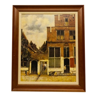 Framed Canvas Print of "The Little Street" by Johannes Vermeer For Sale