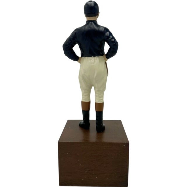 Vintage Equestrian Navy Blue Jockey Bookend Statue 13"h For Sale - Image 11 of 12