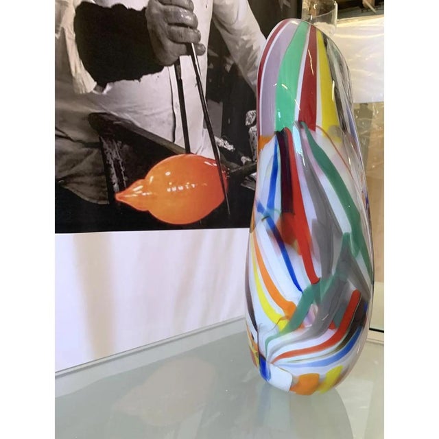 White Abstract Vase with Multicolored Reeds by Simoeng For Sale - Image 8 of 9