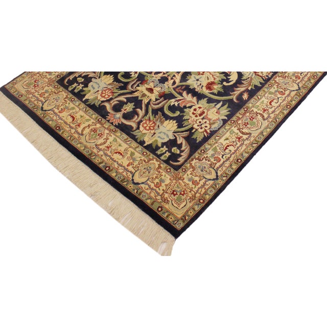 Shabby Chic Shabby Chic Anarkali Pak-Persian Blue/Beige Wool Rug - 4'0'' X 6'1'' For Sale - Image 3 of 9