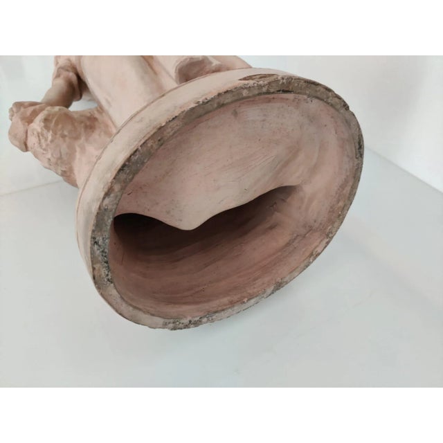 Ceramic Antique Terracotta Girl with Mandolin Sculpture For Sale - Image 7 of 18