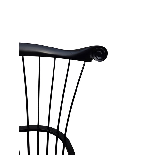 Wood 1990s Ethan Allen Black Windsor Chair Comb Back Philadelphia Armchair Saddle Seat For Sale - Image 7 of 16