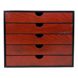 Japanese Lacquered Filing Cabinet with Five Drawers, 1980s For Sale