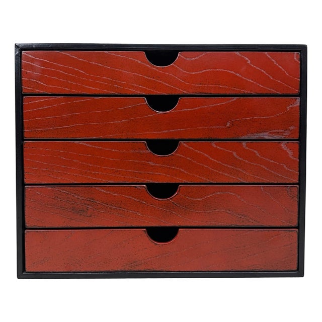 Japanese Lacquered Filing Cabinet with Five Drawers, 1980s For Sale