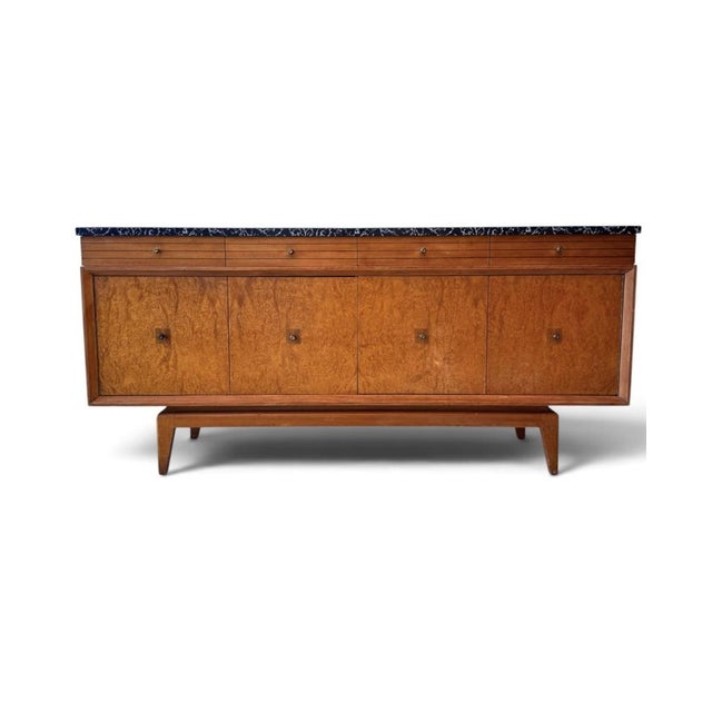 Sideboard with Concertina Doors in Burr Elm, Beech and Teak by Harris Lebus, 1950 For Sale - Image 11 of 11