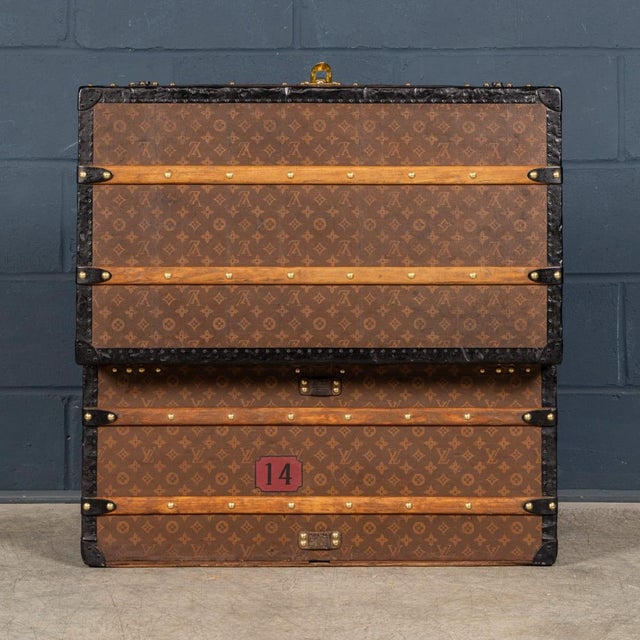 Antique Steamer Trunk in Monogram Canvas from Louis Vuitton, France, 1920s For Sale - Image 9 of 18