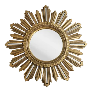 Large French Hollywood Regency Vintage Sunburst Mirror