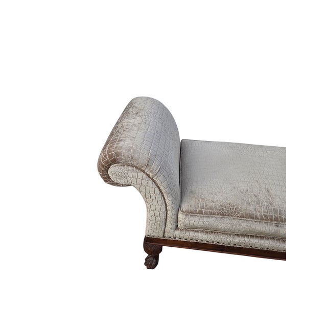 Ralph Lauren Vintage Oversized Window Bench Settee Alligator Print Paw Feet Attributed to Ralph Lauren For Sale - Image 4 of 18