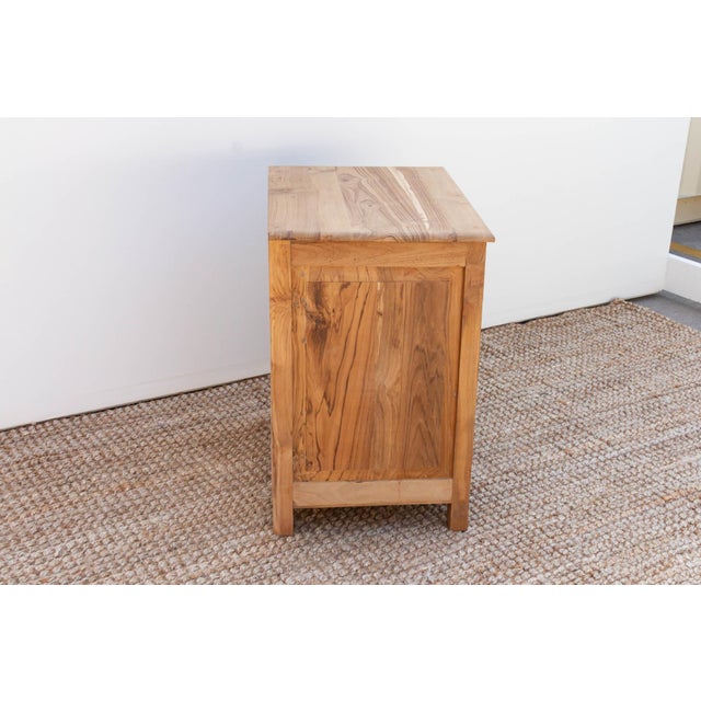1990s Reclaimed Teak Damascus Inlay Nightstand Cabinet For Sale - Image 5 of 9