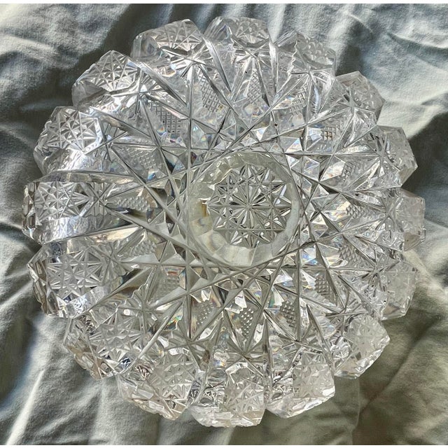 Glass Art Nouveau Silver Rimmed Deeply Brilliant Cut Glass Round 6" Accent Bowl For Sale - Image 7 of 11