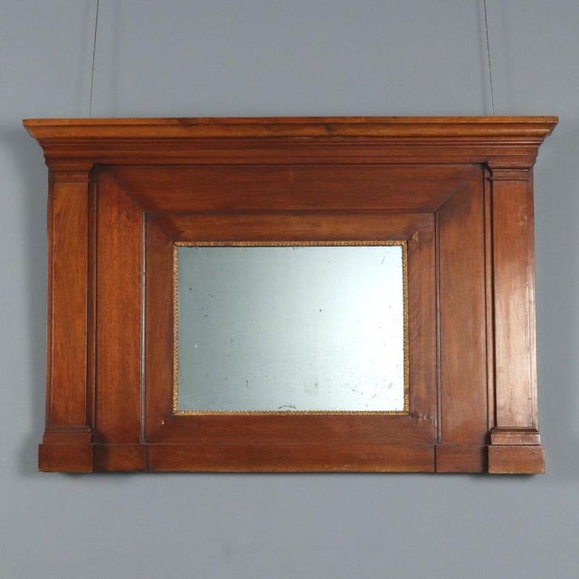Glass Antique 19th Century Empire Fireplace Walnut and Glass Mantelpiece For Sale - Image 7 of 7