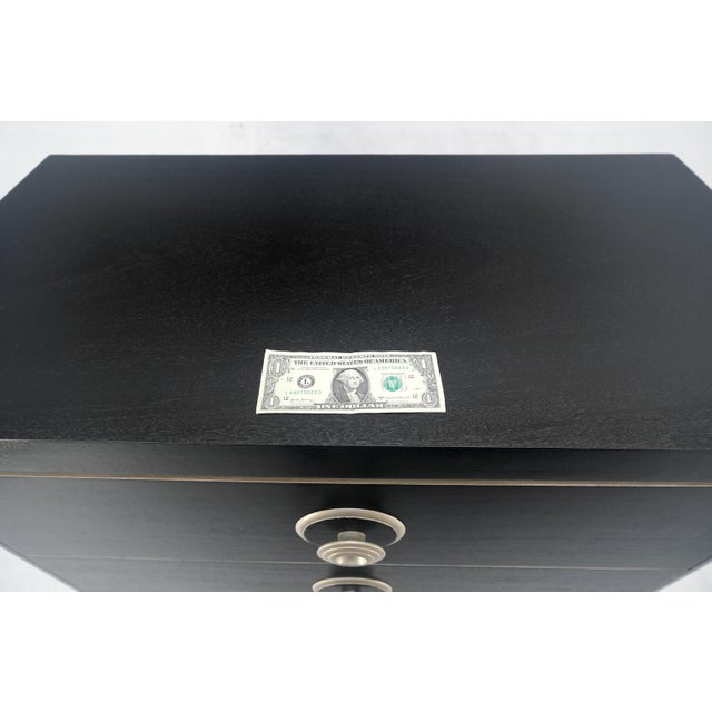 Black Lacquer & Silver 5 Drawers Art Deco Tall Chest Dresser MINT For Sale - Image 9 of 18