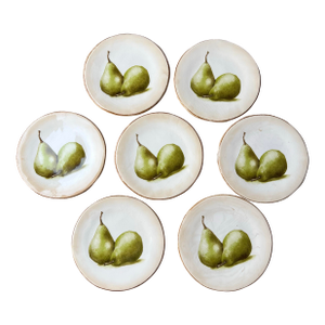 1960s Ceramic Pear Plates by Magenta-Set of 7