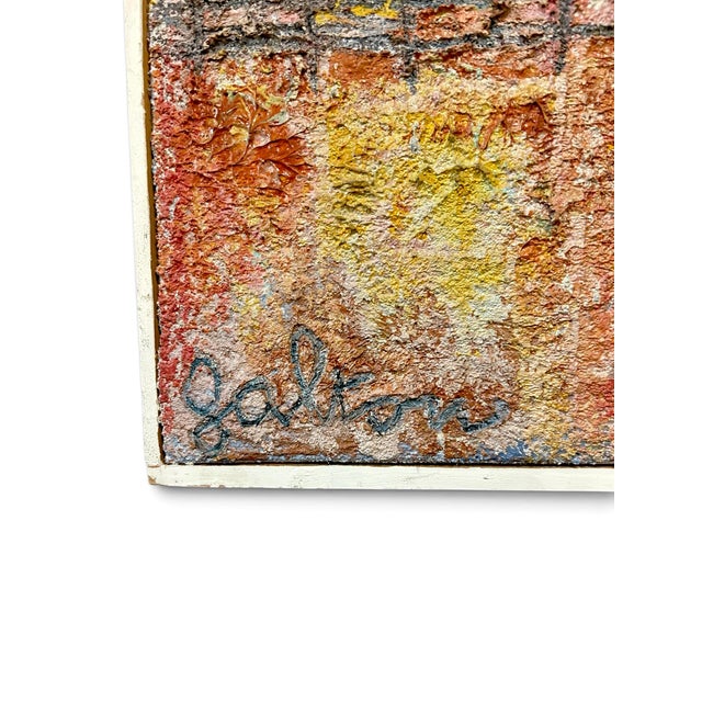 Mid-Century Modern 1960s Rare Original Abstract Plaster Oil on Canvas by Austrian Artist Herta Galton For Sale - Image 3 of 5