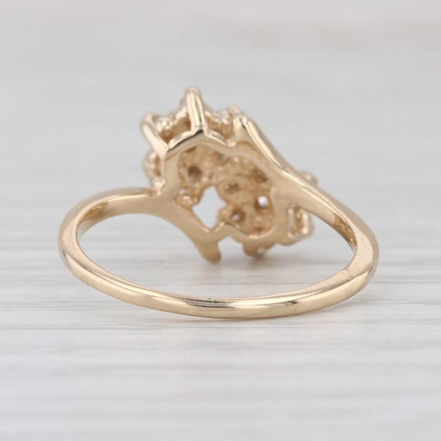 0.18ctw Diamond Flower Cluster Bypass Ring 14k Yellow Gold Size 4.75 For Sale - Image 4 of 8