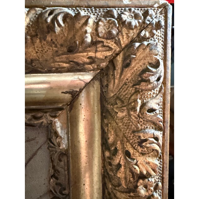 Late 19th Century Late 19th Century Antique American Winter Farm Scene Painting – Ornate Gilt Gesso Frame, Paragon Academy Board For Sale - Image 5 of 8