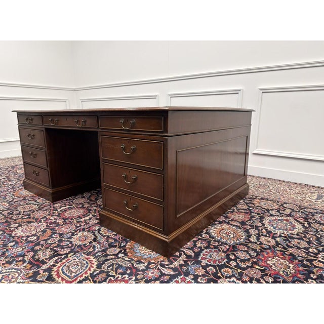 Large Antique English Partner Desk For Sale - Image 6 of 18