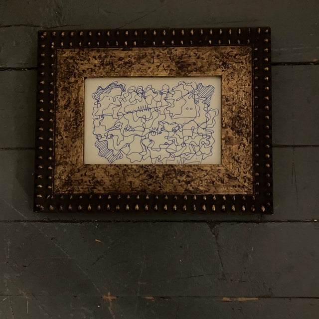 1980’s Original Wayne Cunningham Small Abstract Ink Drawing Tabletop Frame For Sale - Image 4 of 4