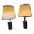 Vintage Brass Brutalist Style Pair Lamps Set of 2 Original Shades For Sale