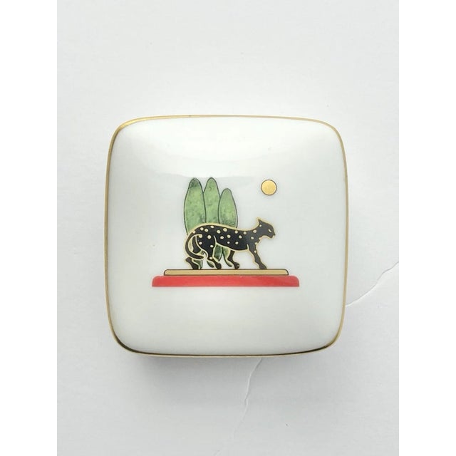 Cartier “La Maison De Louis Cartier” Porcelain Square Trinket Box & Lid 2 1/4” Excellent condition. No chips, cracks, or...