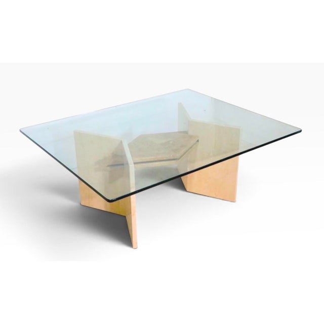 Modernist 1970/80's Italian Marble Base Glass Top Coffee Table For Sale In New York - Image 6 of 9