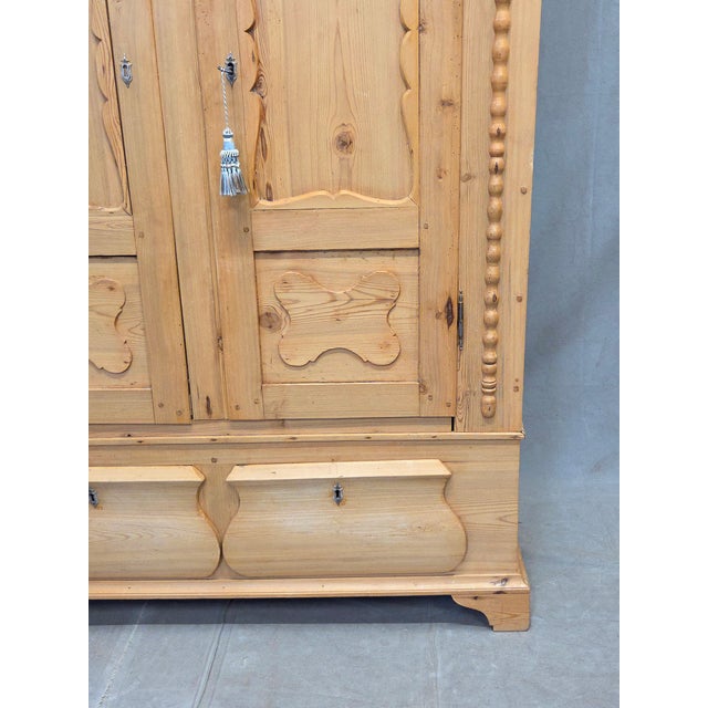 Brown Antique European (Germany or Austria) Pine Double Door Wardrobe For Sale - Image 8 of 16
