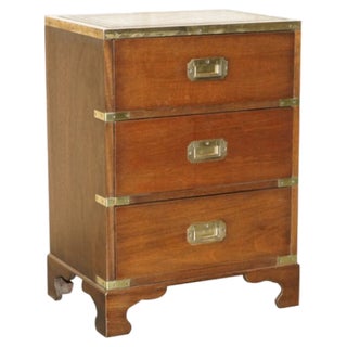 Fully Military Campaign Kennedy Leather Side Table with Drawers from Harrods For Sale