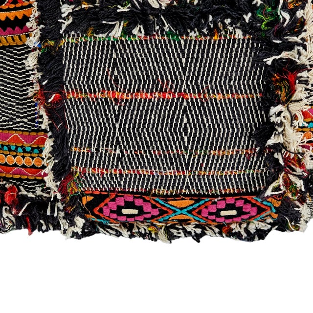 Black Boho Style Black Pillow Cotton For Sale - Image 8 of 9
