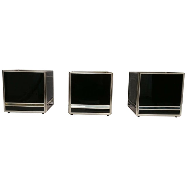 Mid-Century Modern Set Three Cubes Glass and Brass, Italy, 1970s For Sale - Image 10 of 10