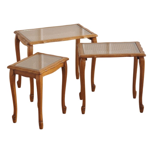Vintage Nesting Tables in Viennese Wicker, Set of 3 For Sale