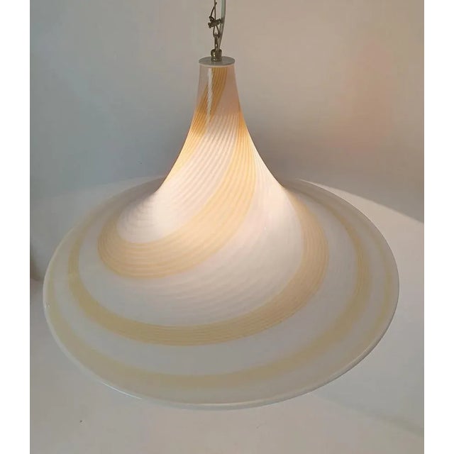 Glass Murano Glass Swirl Pendant Lamp, 1970s For Sale - Image 7 of 12