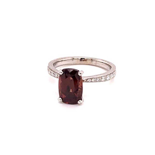 Silver Diamond Tourmaline Rubellite Ring 6.75 18k Gold 4.01 Tcw Women Certified For Sale - Image 8 of 15