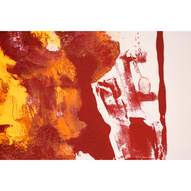 Abstract Expressionism Red Monument - Abstract Composition in Acrylic on Paper by Ricardo De Silva For Sale - Image 3 of 9